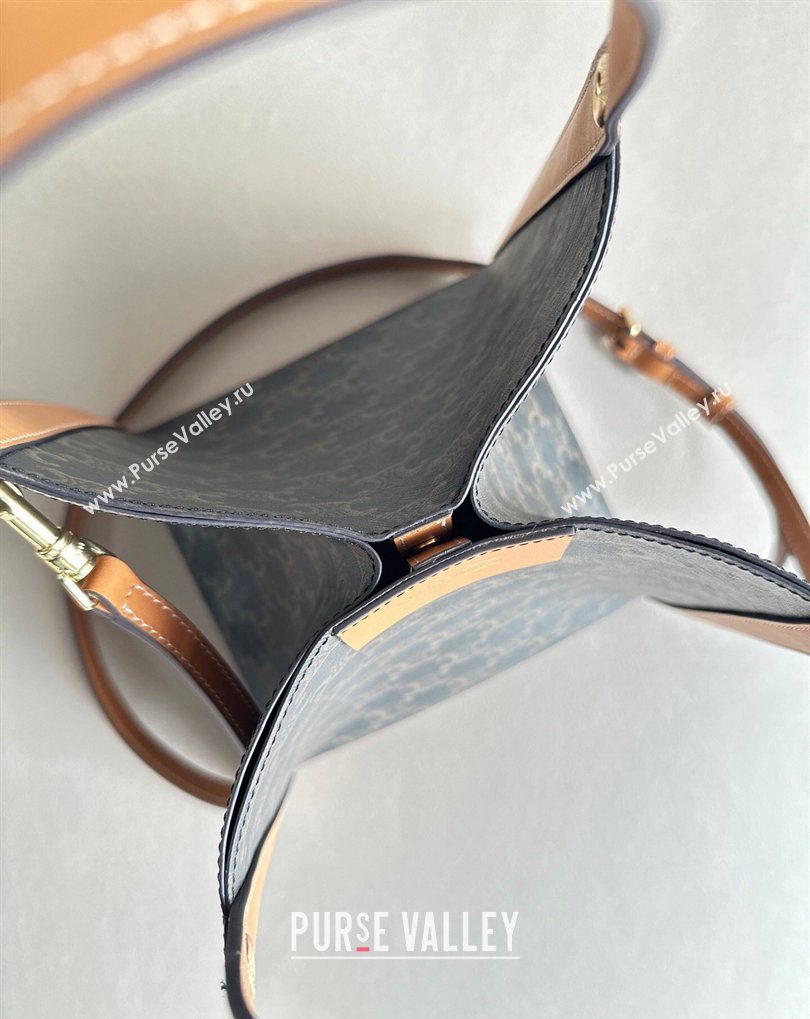 Celine Small Cube Tote bag in Triomphe Canvas and Calfskin Brown 2026 124182 (BL-260411050)