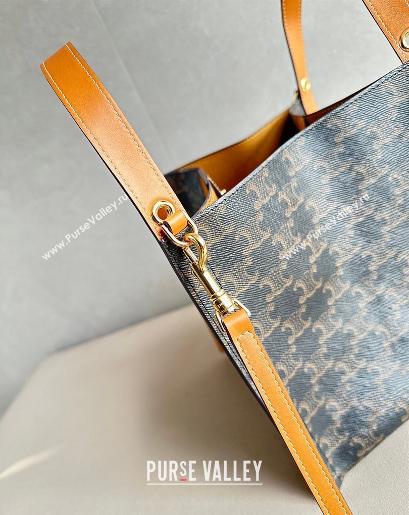 Celine Small Cube Tote bag in Triomphe Canvas and Calfskin Brown 2026 124182 (BL-260411050)