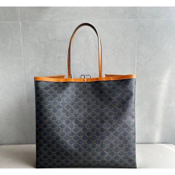 Celine Big Flat Shopper Bag in Triomphe Canvas and Calfskin 2026 123842 (BL-260411053)