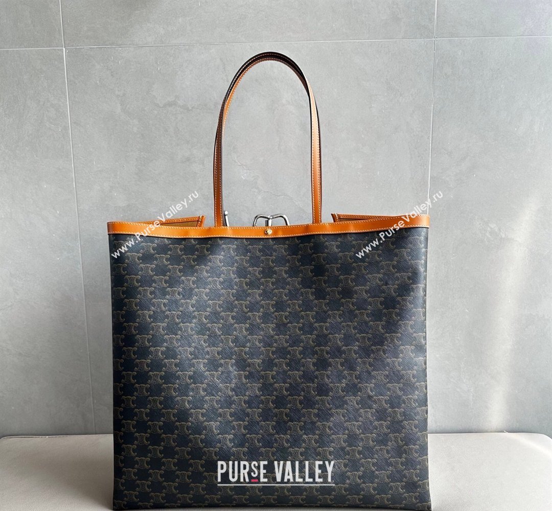 Celine Big Flat Shopper Bag in Triomphe Canvas and Calfskin 2026 123842 (BL-260411053)