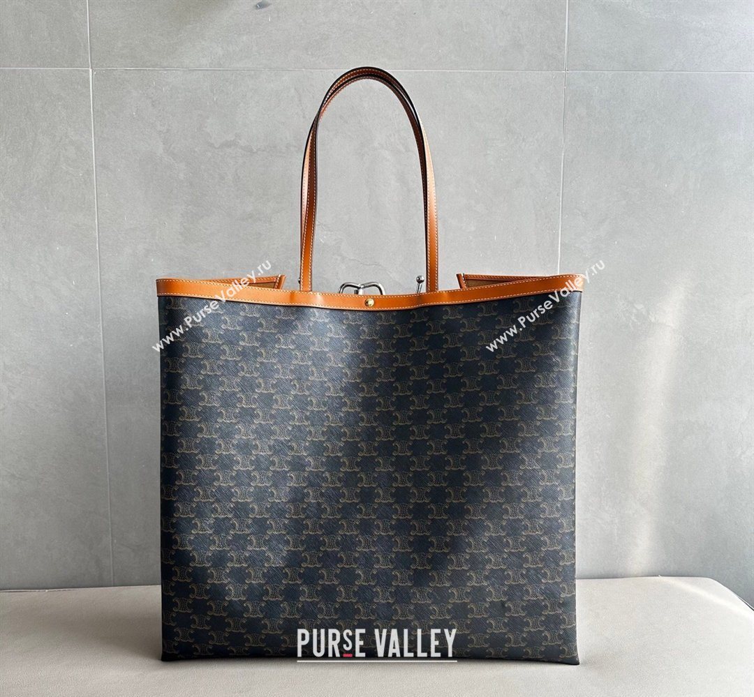 Celine Big Flat Shopper Bag in Triomphe Canvas and Calfskin 2026 123842 (BL-260411053)