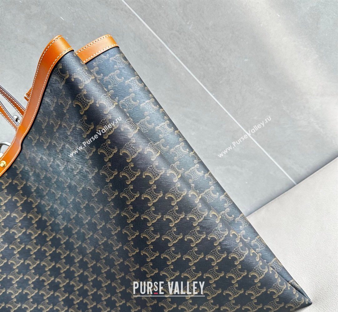 Celine Big Flat Shopper Bag in Triomphe Canvas and Calfskin 2026 123842 (BL-260411053)