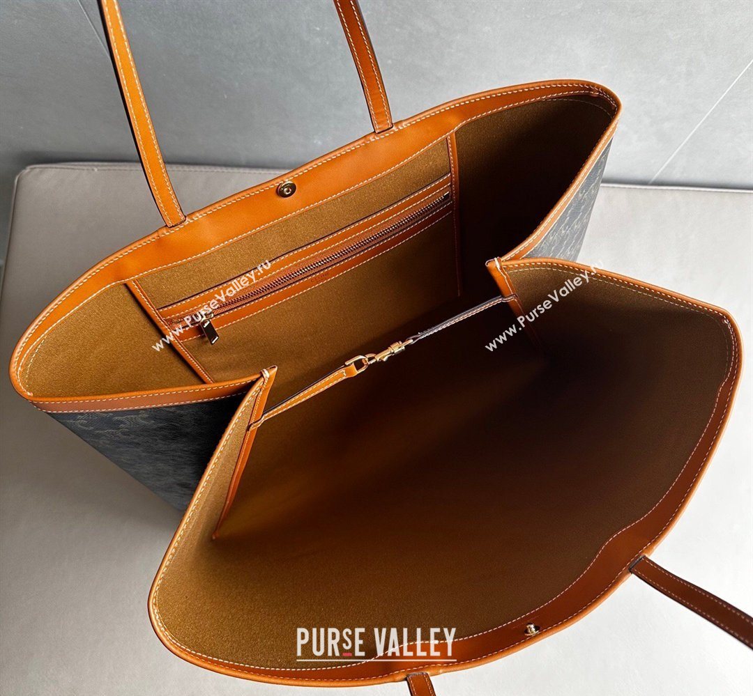 Celine Big Flat Shopper Bag in Triomphe Canvas and Calfskin 2026 123842 (BL-260411053)