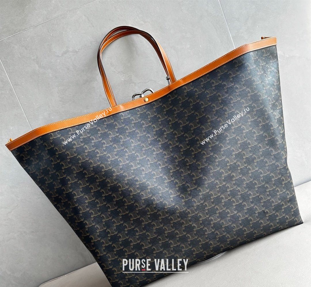 Celine Big Flat Shopper Bag in Triomphe Canvas and Calfskin 2026 123842 (BL-260411053)