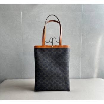 Celine Medium Flat Shopper Bag in Triomphe Canvas and Calfskin 2026 123832 (BL-260411054)