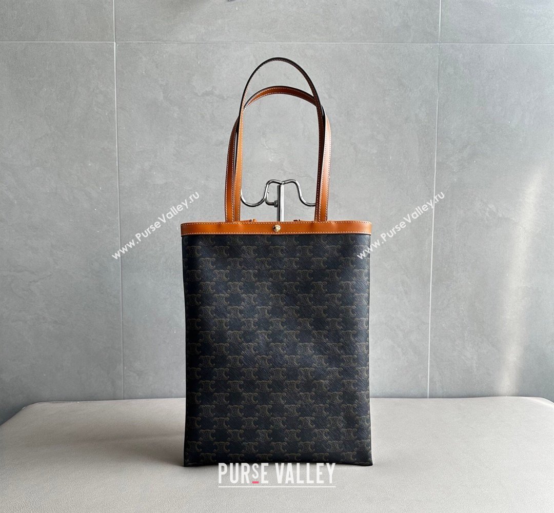 Celine Medium Flat Shopper Bag in Triomphe Canvas and Calfskin 2026 123832 (BL-260411054)