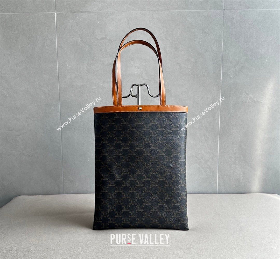 Celine Medium Flat Shopper Bag in Triomphe Canvas and Calfskin 2026 123832 (BL-260411054)