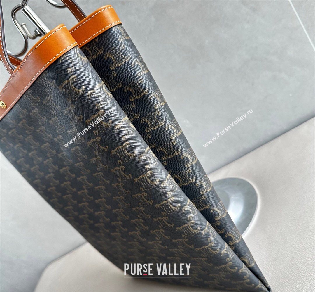 Celine Medium Flat Shopper Bag in Triomphe Canvas and Calfskin 2026 123832 (BL-260411054)