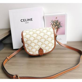 Celine Folco Mini Bag in Triomphe Canvas White 2026 191502 (BL-260411056)