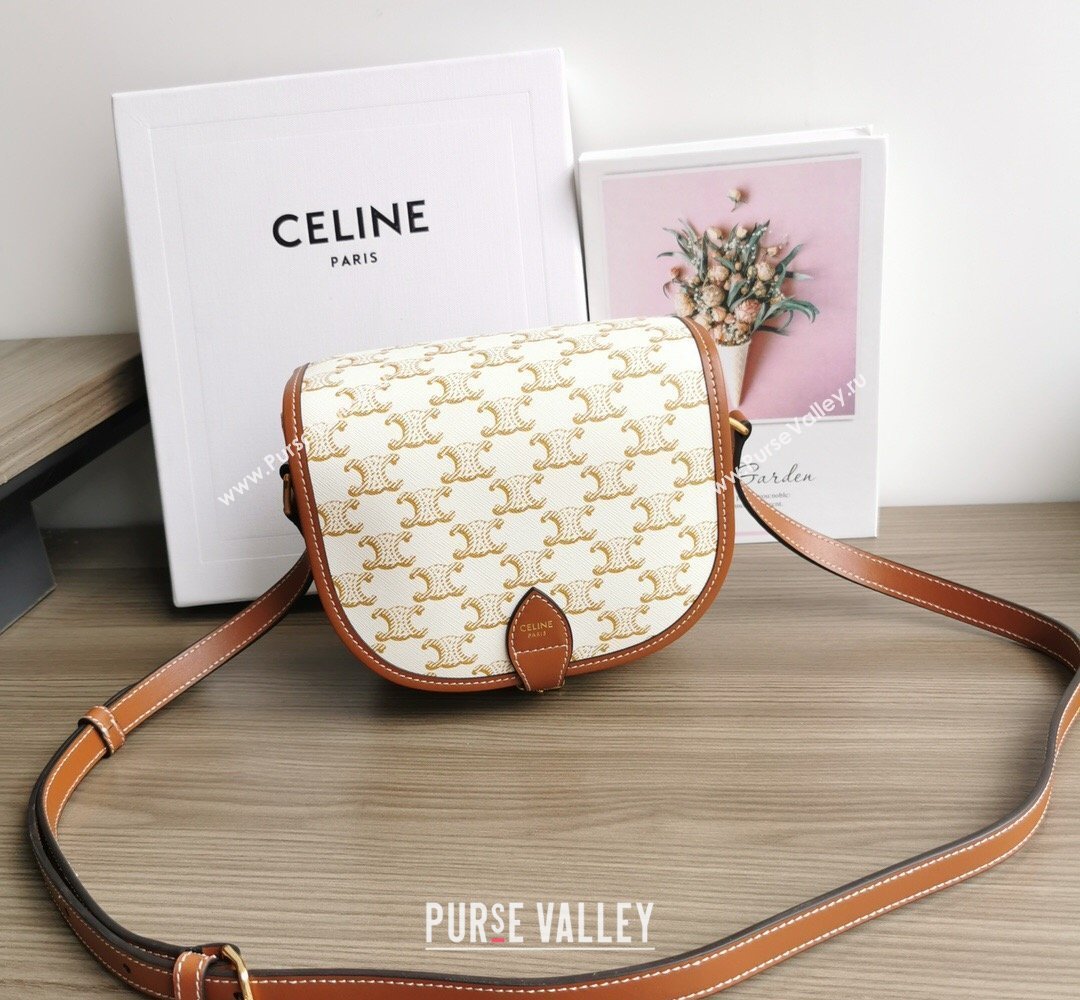 Celine Folco Mini Bag in Triomphe Canvas White 2026 191502 (BL-260411056)