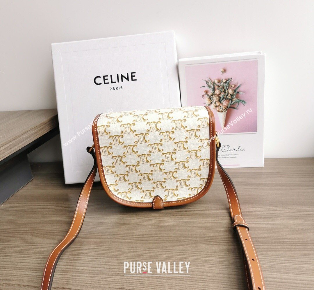 Celine Folco Mini Bag in Triomphe Canvas White 2026 191502 (BL-260411056)