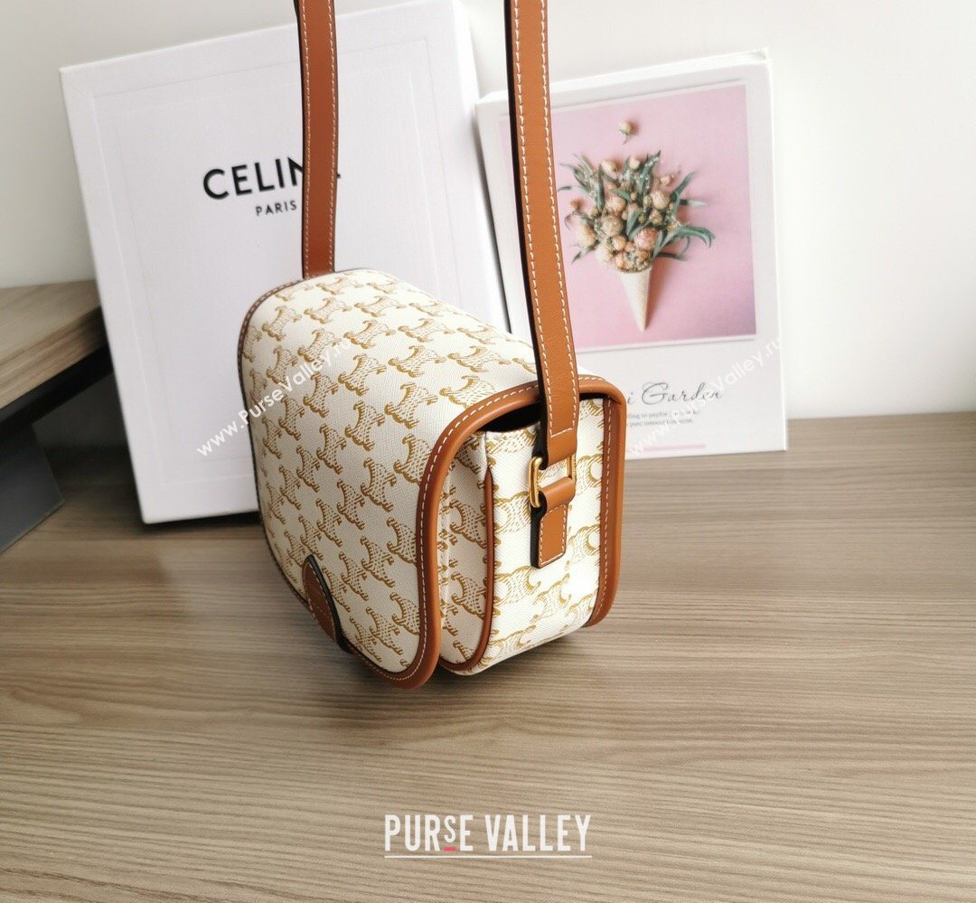 Celine Folco Mini Bag in Triomphe Canvas White 2026 191502 (BL-260411056)