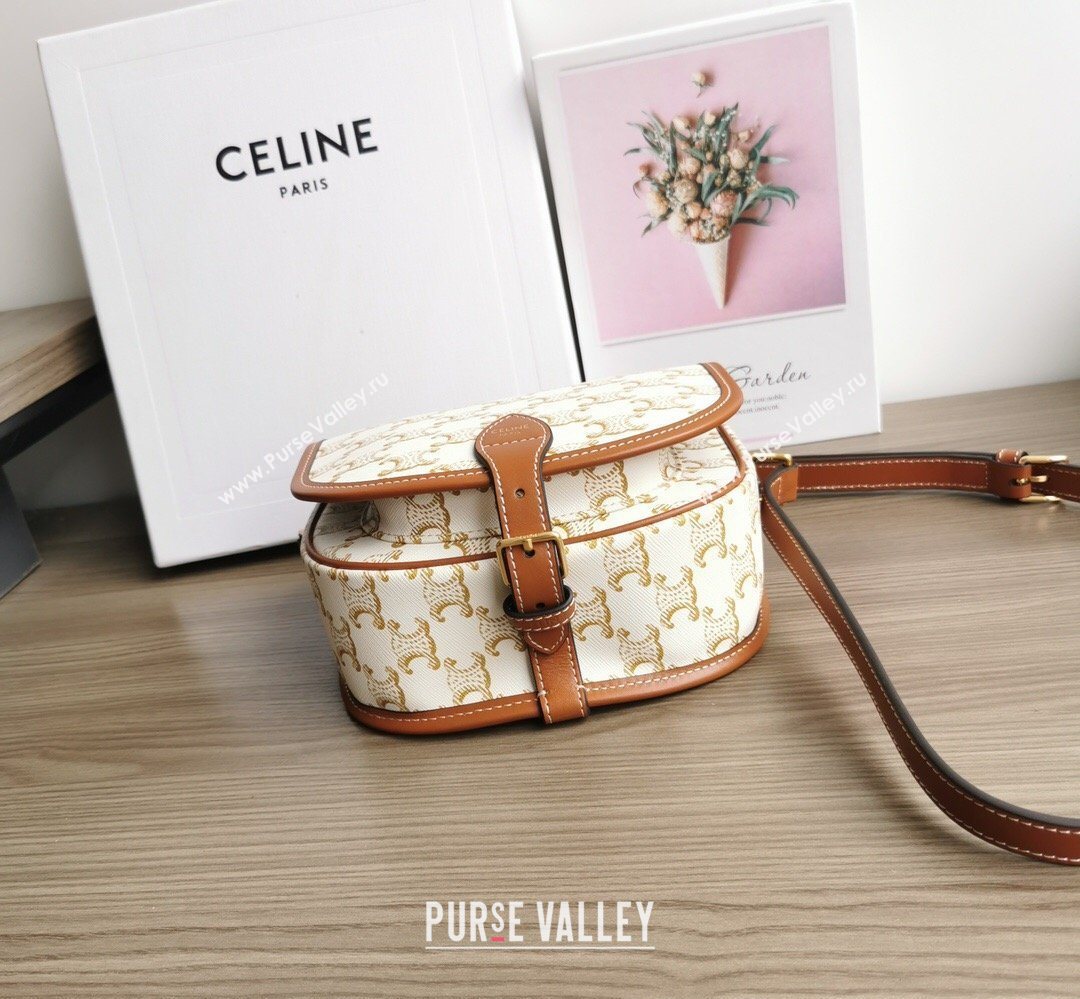 Celine Folco Mini Bag in Triomphe Canvas White 2026 191502 (BL-260411056)