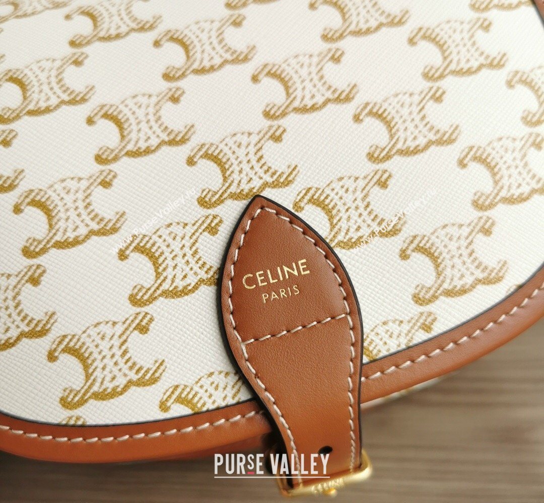 Celine Folco Mini Bag in Triomphe Canvas White 2026 191502 (BL-260411056)