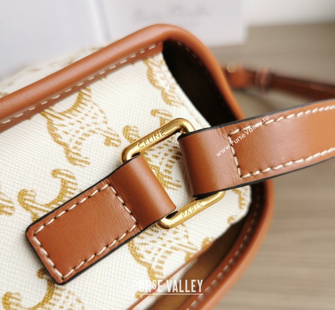 Celine Folco Mini Bag in Triomphe Canvas White 2026 191502 (BL-260411056)