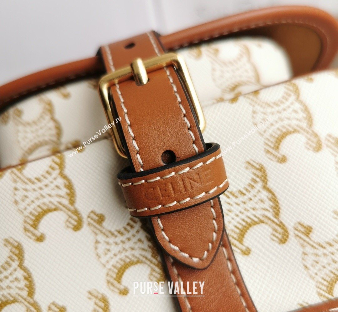 Celine Folco Mini Bag in Triomphe Canvas White 2026 191502 (BL-260411056)