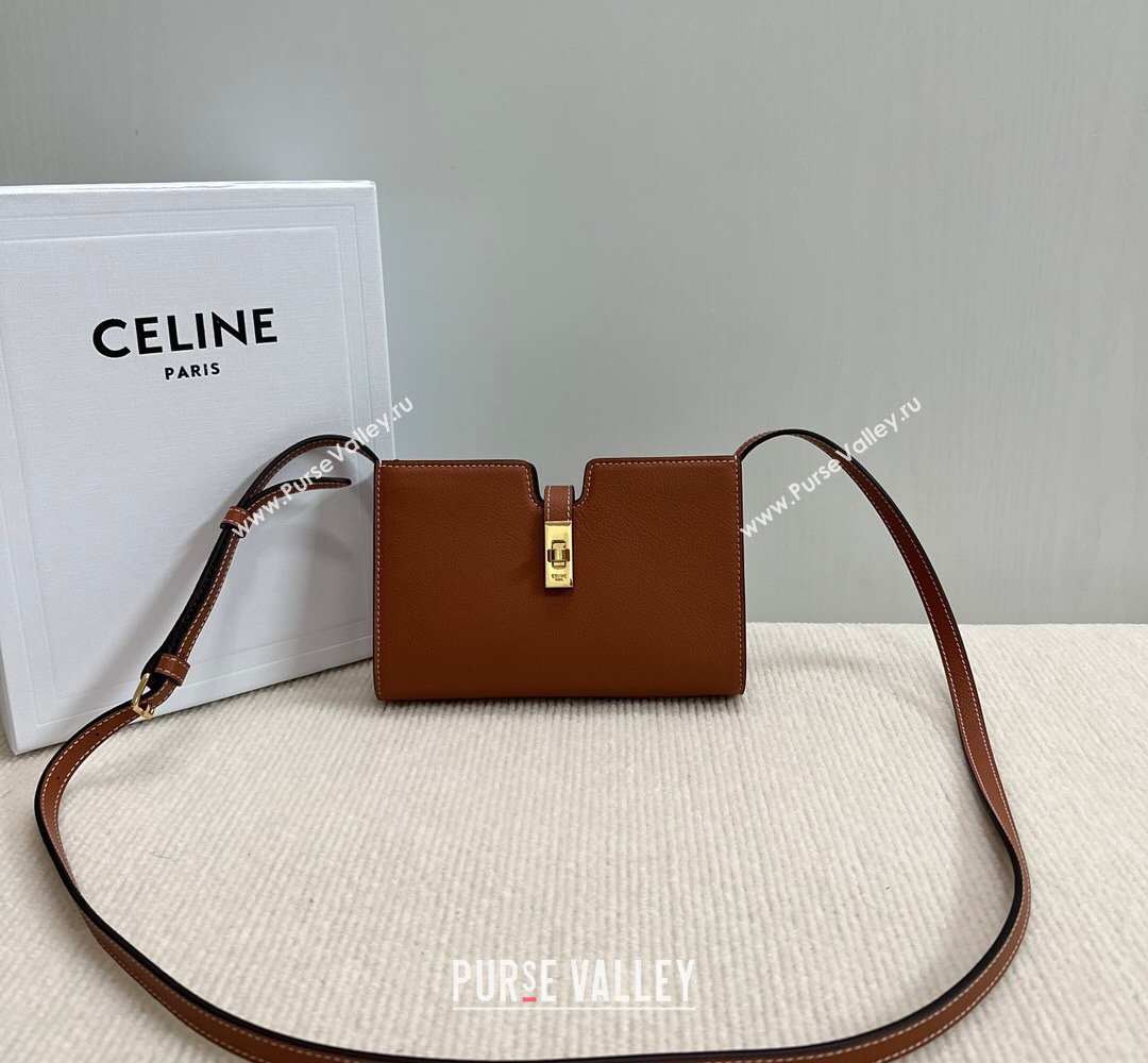 Celine 16 Mini Bag in Calfskin Leather Tan Brown 2026 100443 (BL-260411057)