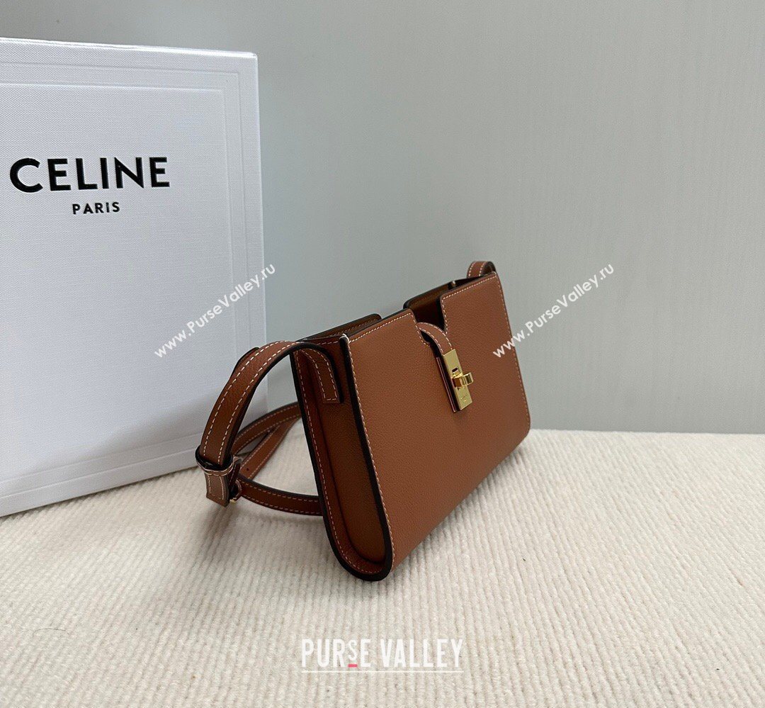 Celine 16 Mini Bag in Calfskin Leather Tan Brown 2026 100443 (BL-260411057)