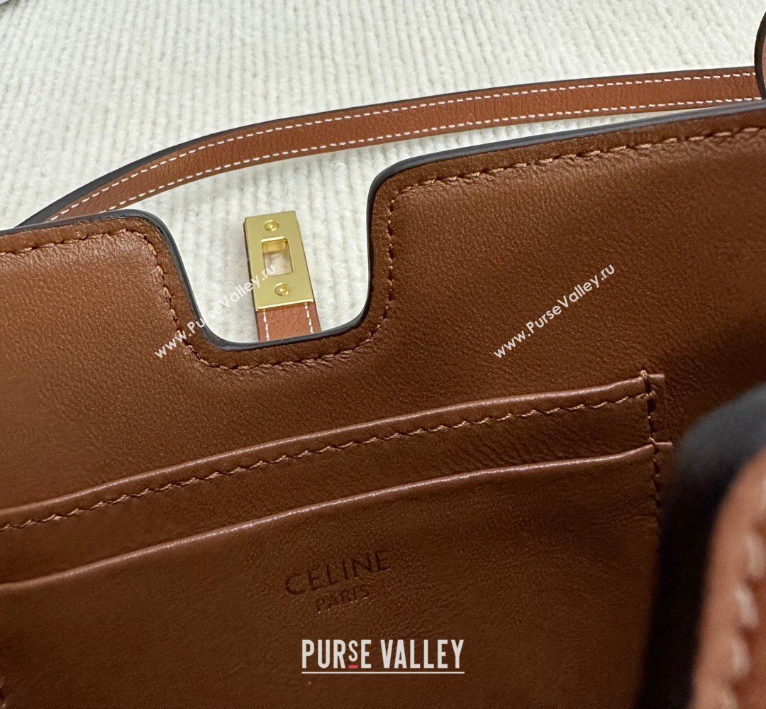 Celine 16 Mini Bag in Calfskin Leather Tan Brown 2026 100443 (BL-260411057)
