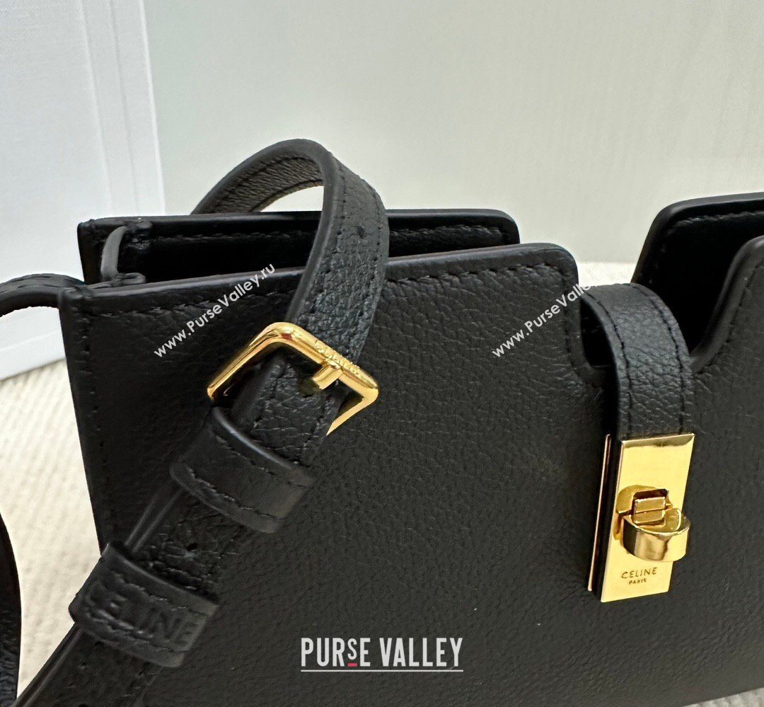 Celine 16 Mini Bag in Calfskin Leather Black 2026 100443 (BL-260411058)