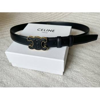Celine Calfskin Triomphe Belt 2.4cm with Leather Buckle Black 2025 0317 (99-250317003)