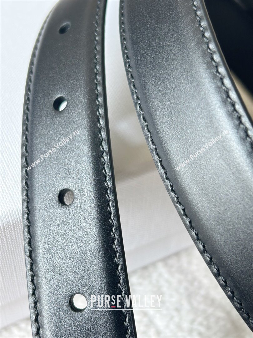 Celine Calfskin Triomphe Belt 2.4cm with Leather Buckle Black 2025 0317 (99-250317003)