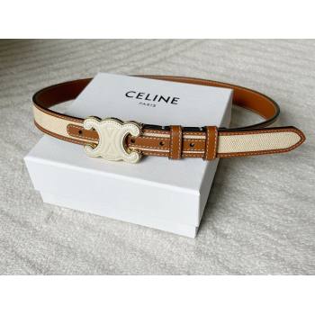 Celine Triomphe Canvas Belt 2.5cm with Leather Buckle Beige 2025 0317 (99-250317004)