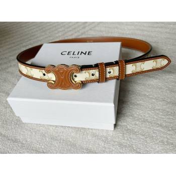 Celine Triomphe Canvas Belt 2.5cm with Leather Buckle White 2025 0317 (99-250317005)