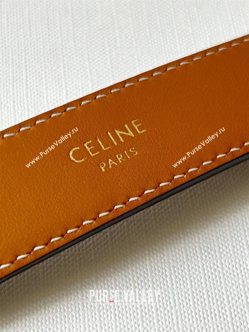 Celine Triomphe Canvas Belt 2.5cm with Leather Buckle White 2025 0317 (99-250317005)