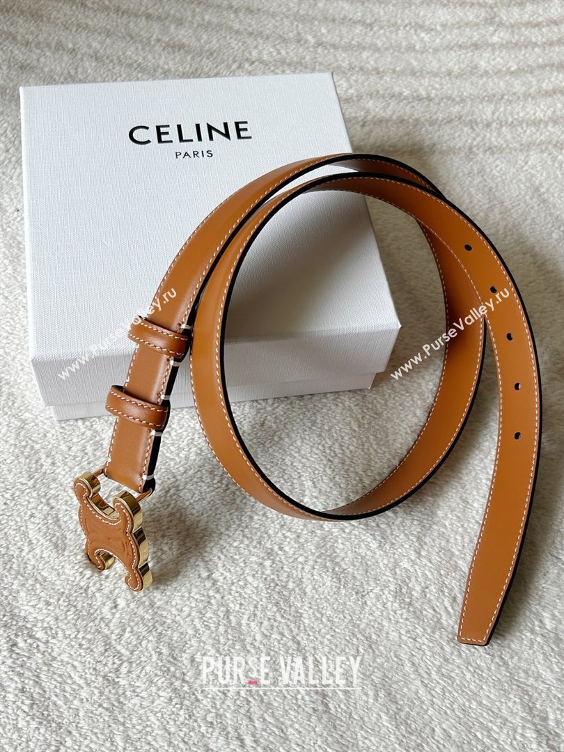 Celine Calfskin Triomphe Belt 2.4cm with Leather Buckle Brown 2025 0317 (99-250317001)