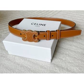 Celine Calfskin Triomphe Belt 2.4cm with Leather Buckle Brown 2025 0317 (99-250317001)