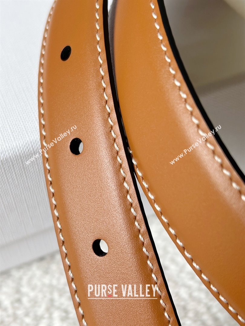 Celine Calfskin Triomphe Belt 2.4cm with Leather Buckle Brown 2025 0317 (99-250317001)