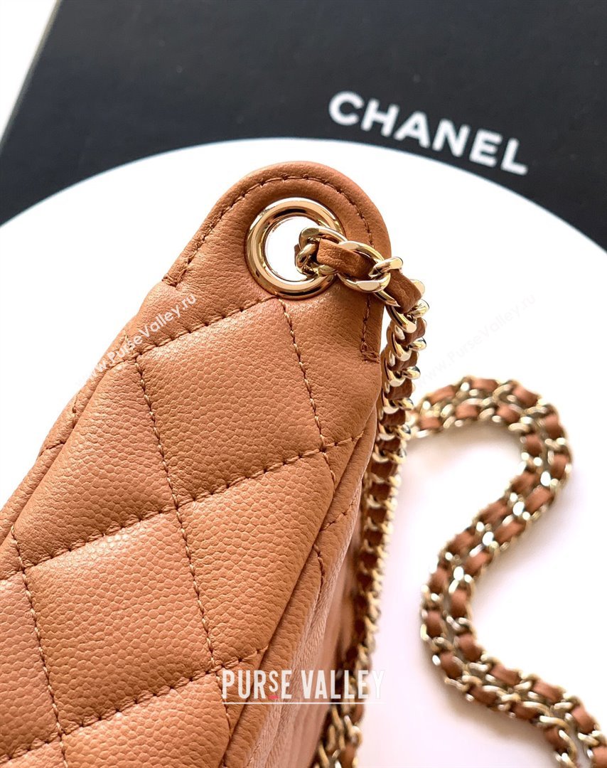 Chanel Grained Calfskin Hobo Bag Clay Brown 2025 CH081101 (yezi-2508110093)