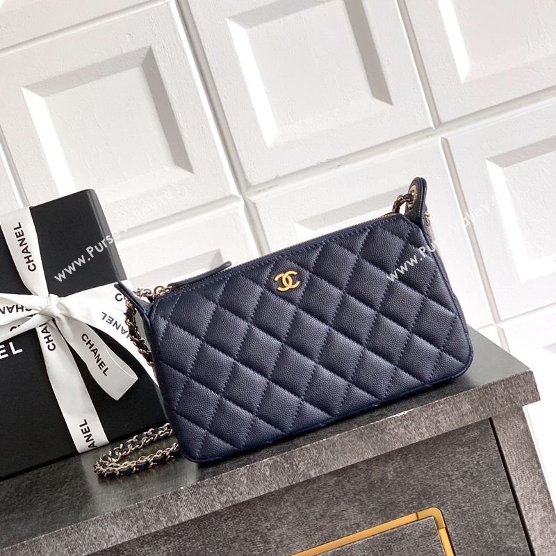 Chanel Grained Calfskin Hobo Bag Dark Blue 2025 CH081101 (yezi-2508110094)