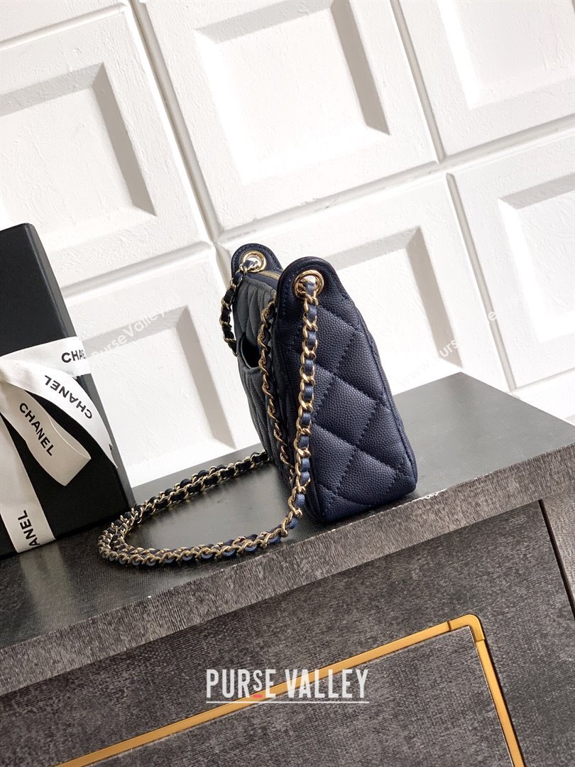 Chanel Grained Calfskin Hobo Bag Dark Blue 2025 CH081101 (yezi-2508110094)