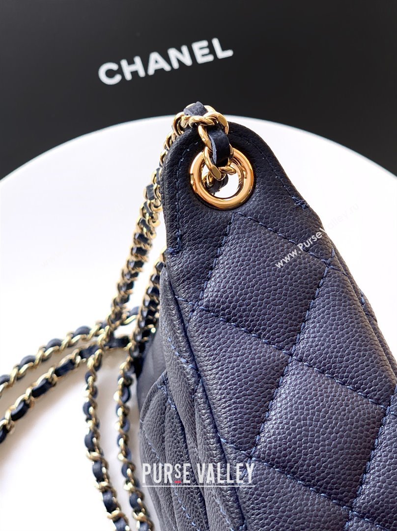 Chanel Grained Calfskin Hobo Bag Dark Blue 2025 CH081101 (yezi-2508110094)