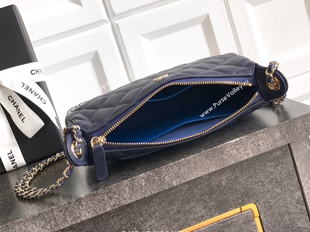 Chanel Grained Calfskin Hobo Bag Dark Blue 2025 CH081101 (yezi-2508110094)