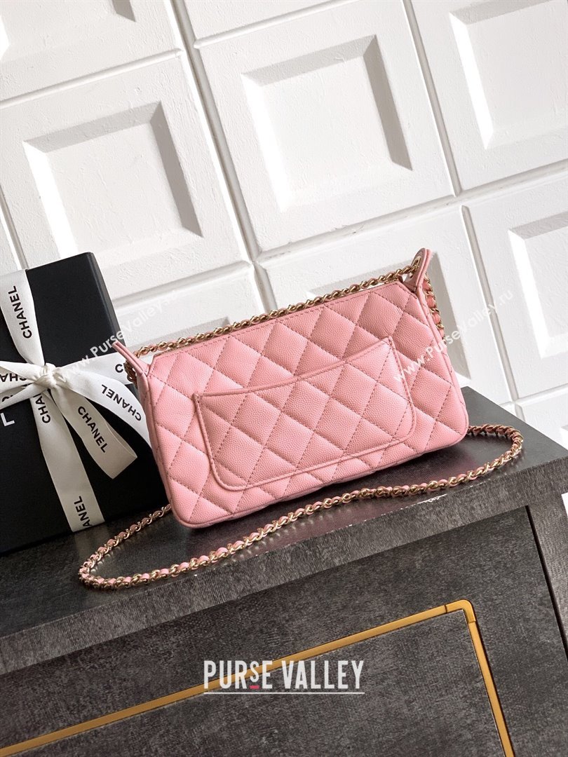 Chanel Grained Calfskin Hobo Bag Pink 2025 CH081101 (yezi-2508110092)