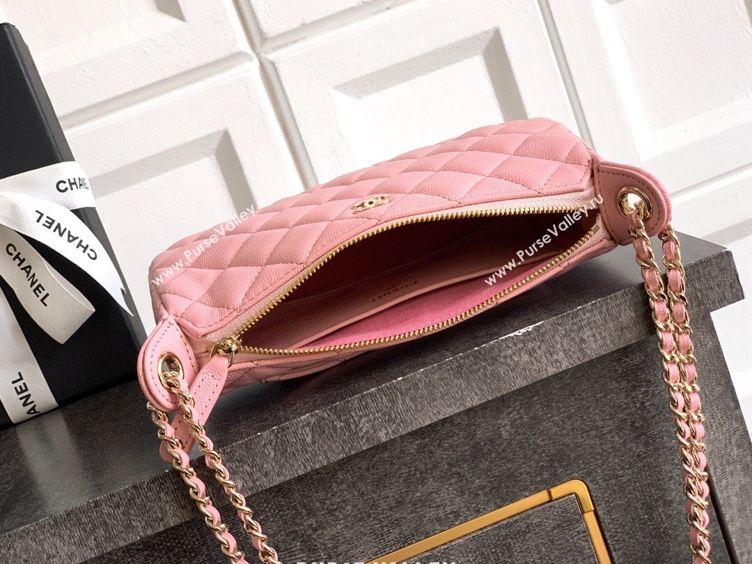 Chanel Grained Calfskin Hobo Bag Pink 2025 CH081101 (yezi-2508110092)