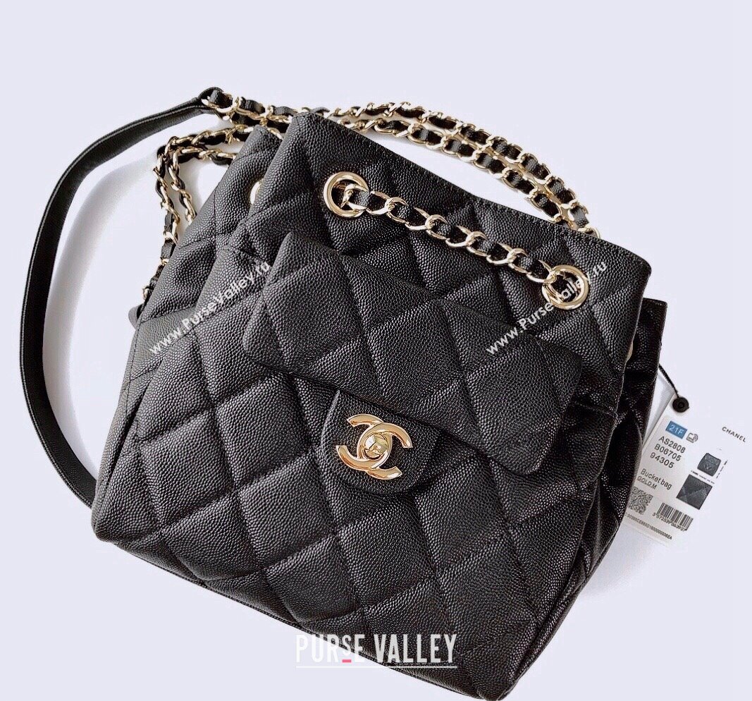 Chanel Duma Grained Calfskin Pocket Bucket Bag AS2808 Black 2021 (YD-21112535)