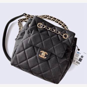 Chanel Duma Grained Calfskin Pocket Bucket Bag AS2808 Black 2021 (YD-21112535)