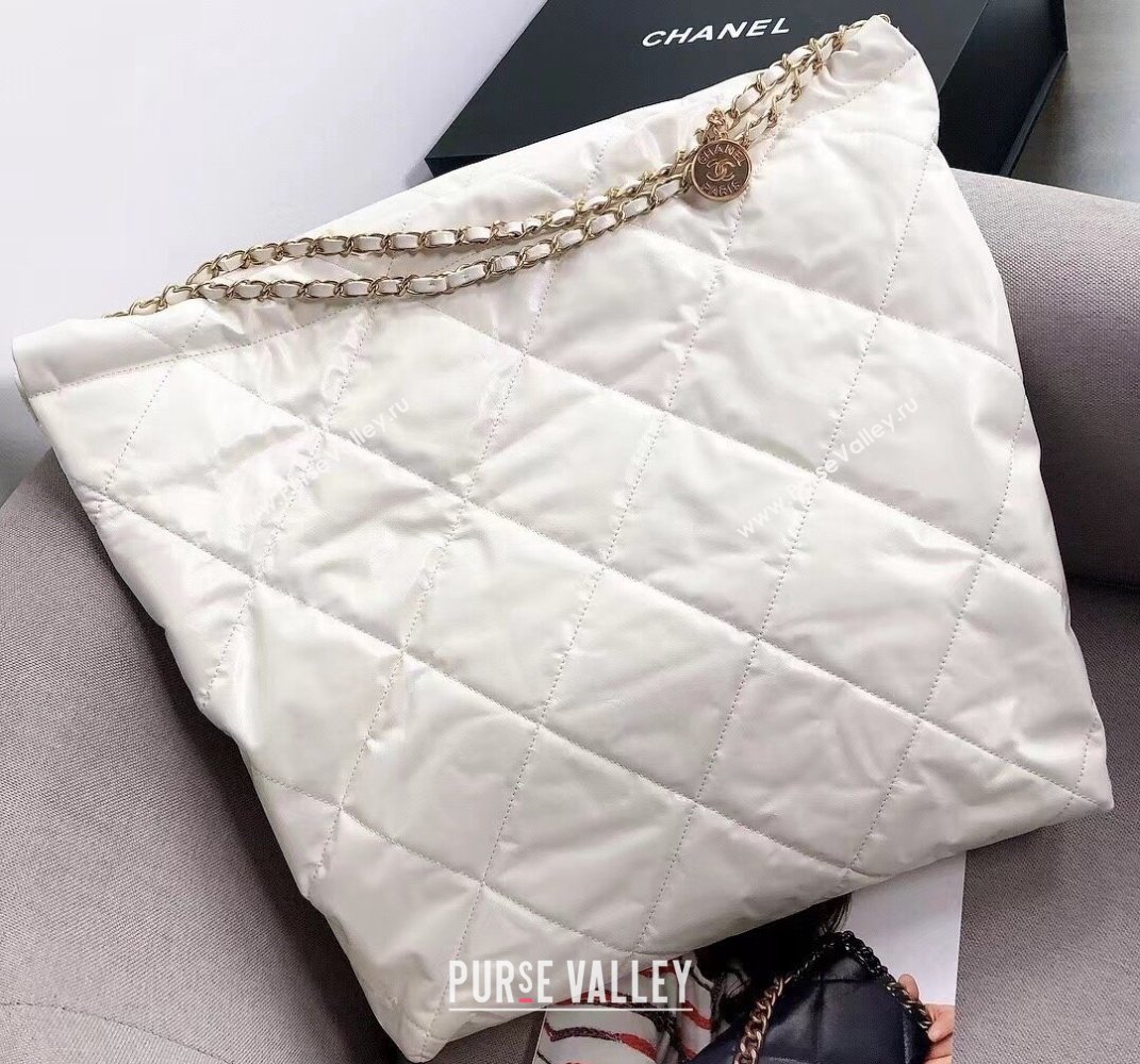 Chanel Waxy Calfskin Large Shopping Bag White/Gold 2021  (YD-21112509)