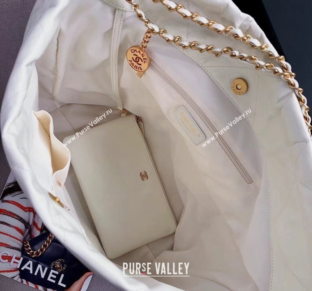 Chanel Waxy Calfskin Large Shopping Bag White/Gold 2021  (YD-21112509)