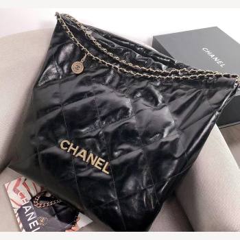 Chanel Waxy Calfskin Large Shopping Bag Black/Gold 2021 (YD-21112510)