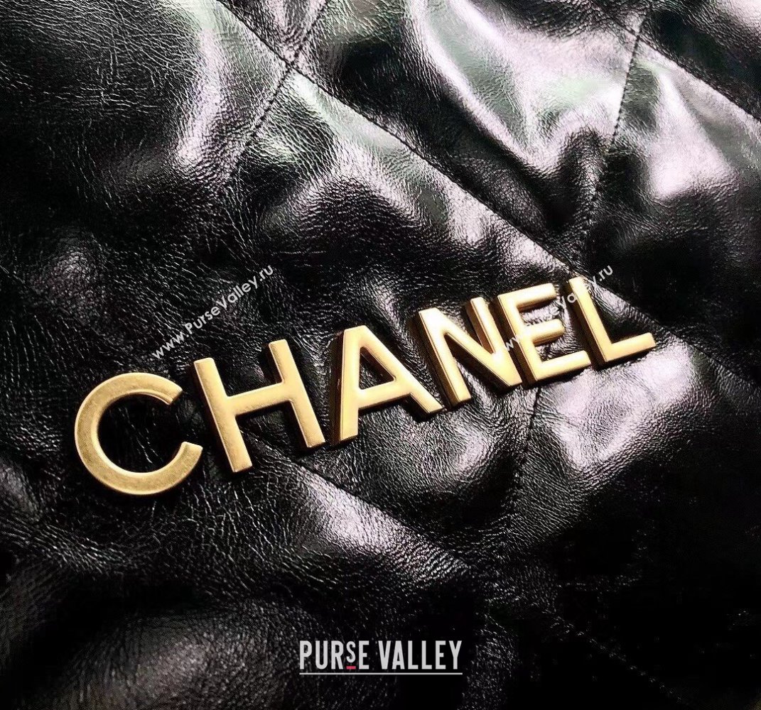 Chanel Waxy Calfskin Large Shopping Bag Black/Gold 2021  (YD-21112510)