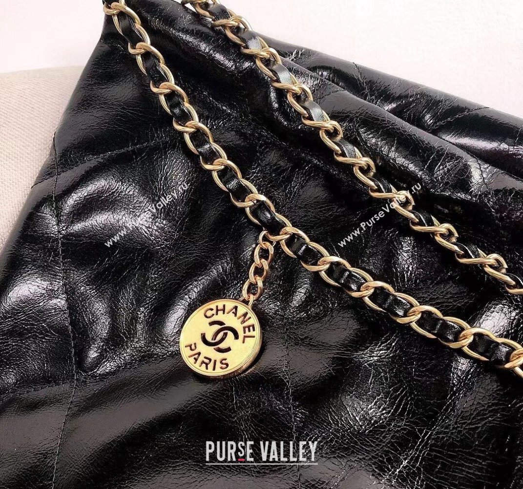 Chanel Waxy Calfskin Large Shopping Bag Black/Gold 2021  (YD-21112510)