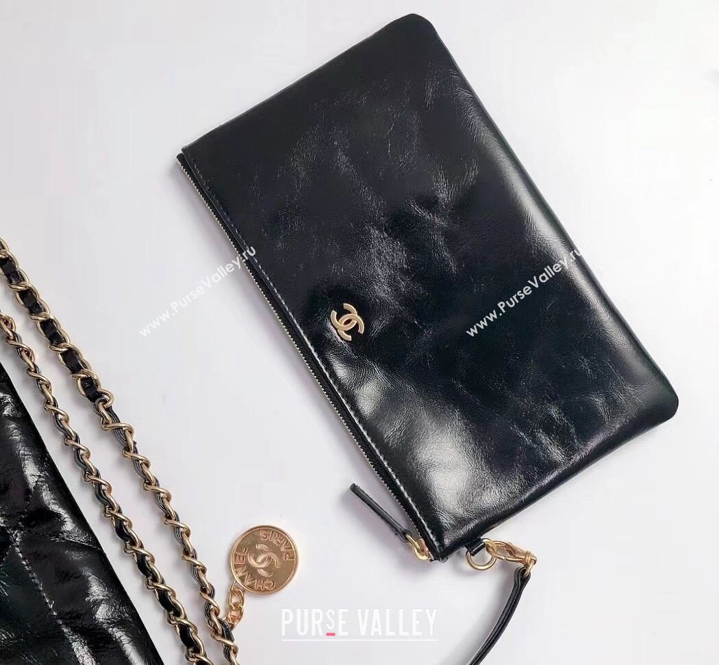 Chanel Waxy Calfskin Large Shopping Bag Black/Gold 2021  (YD-21112510)