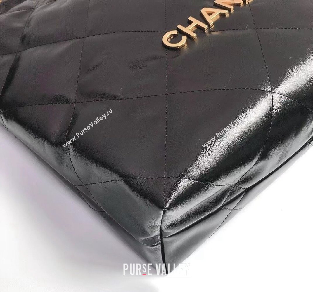 Chanel Waxy Calfskin Large Shopping Bag Black/Gold 2021  (YD-21112510)