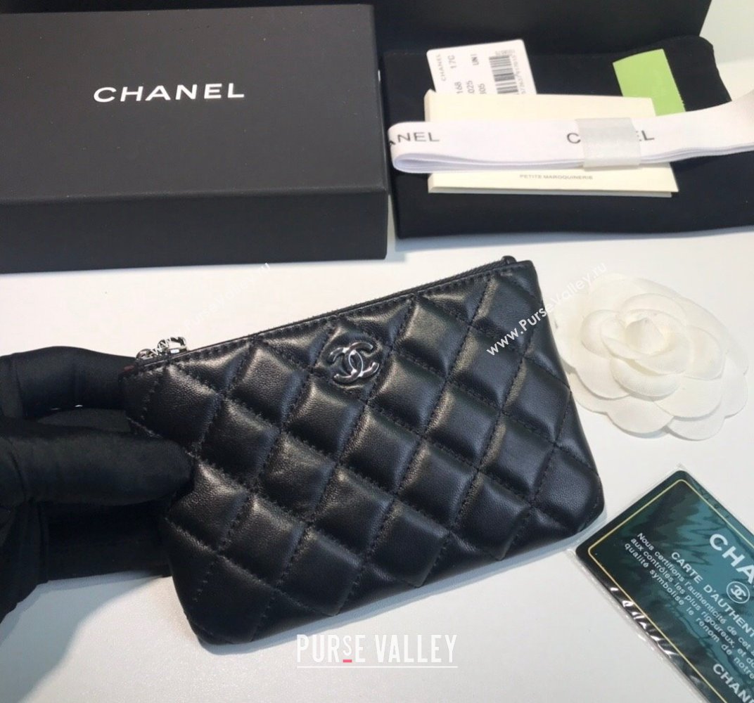 Chanel Lambskin Mini Pouch with Charm A50168 Black/Silver 2021 (YD-21112522)