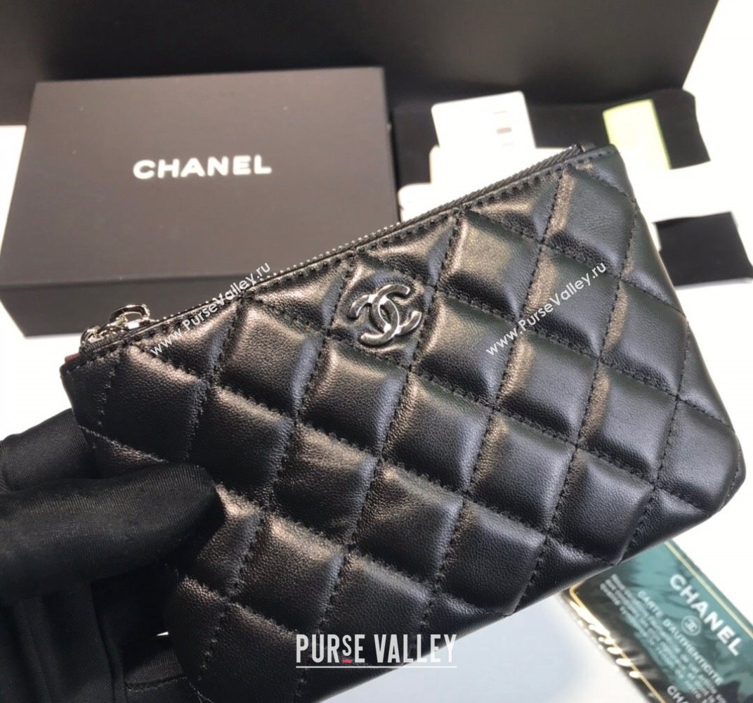 Chanel Lambskin Mini Pouch with Charm A50168 Black/Silver 2021 (YD-21112522)